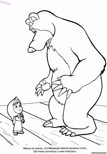 Открыть раскраска по мультфильму Маша и медведь